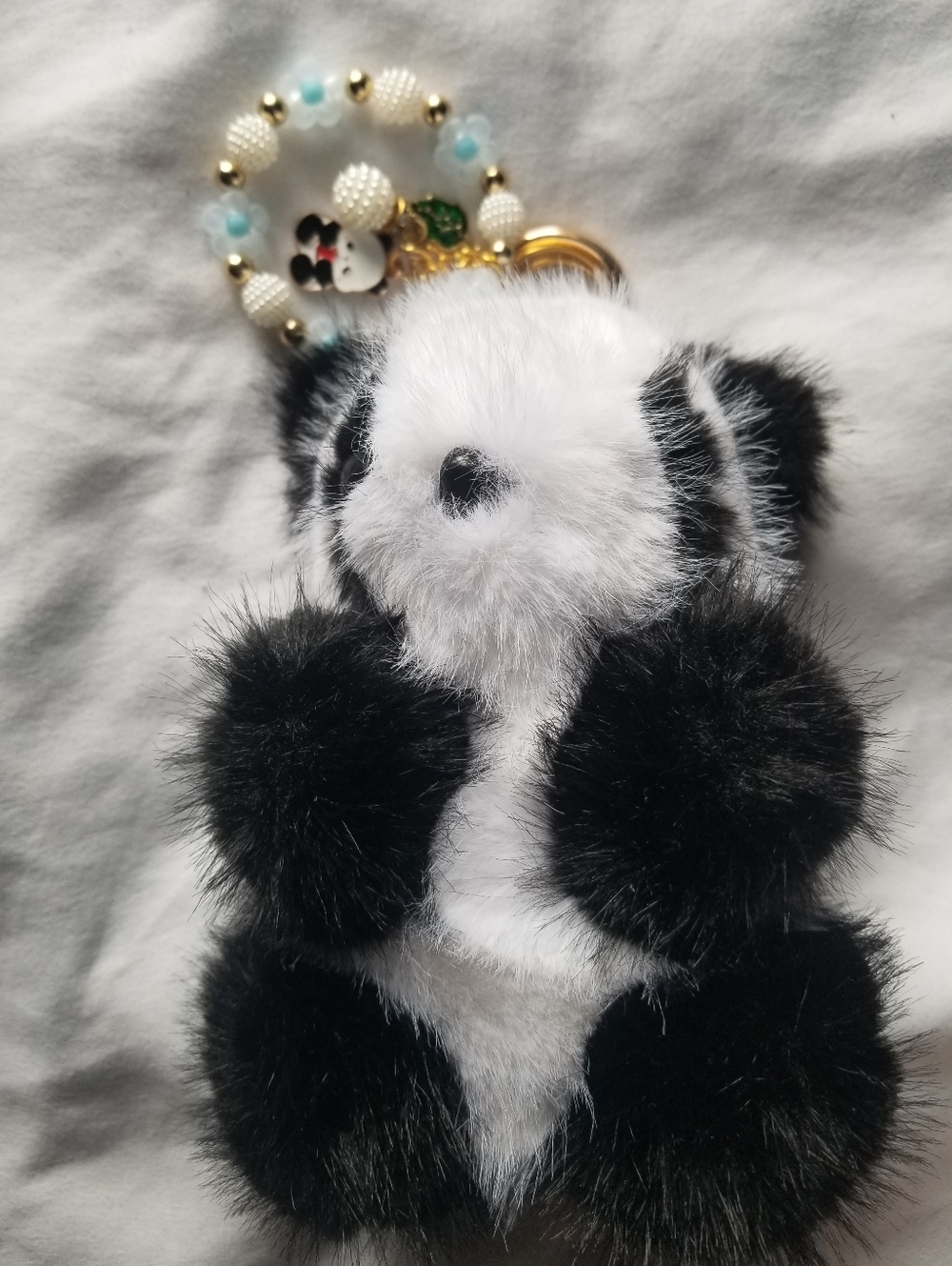 Plush Panda Keyring Charm - Black & White